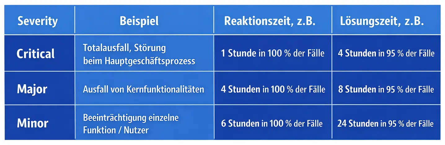 Application Support Reaktionszeiten Beispiele